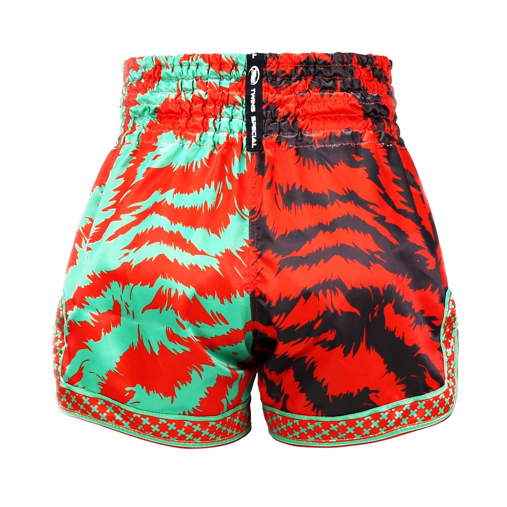 Twins Muay Thai Shorts Jungle, Rot-Grün 3