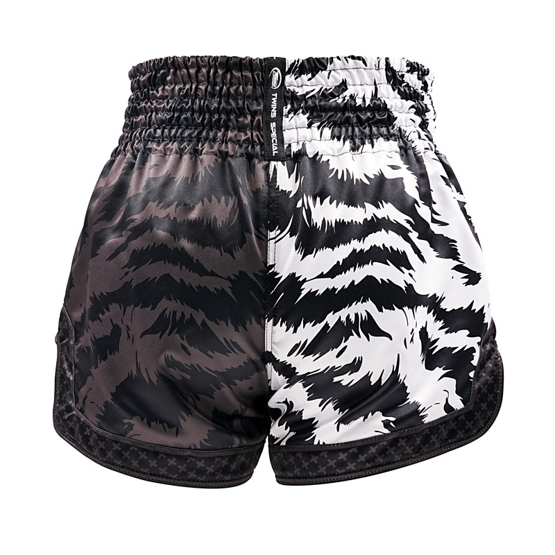 Twins Muay Thai Shorts Jungle, Schwarz-Weiß 3