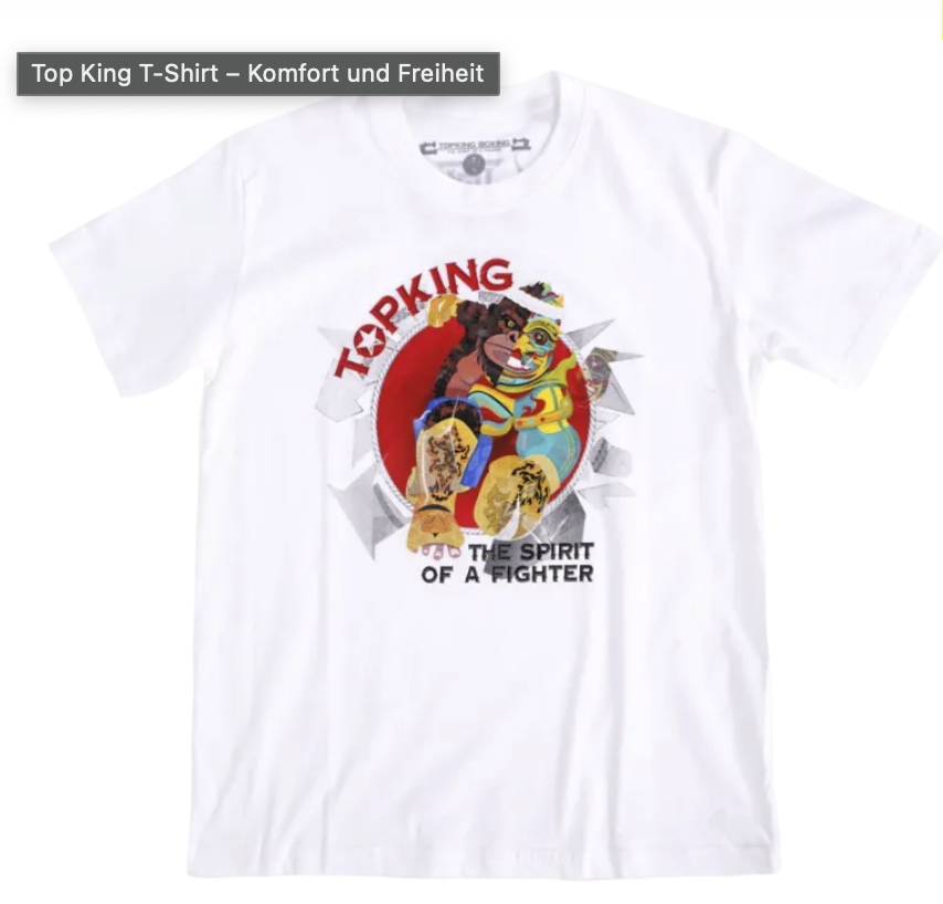 Top King T-Shirt The Spirit of a Fighter, Weiß 2