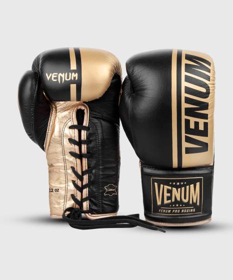 Venum Boxhandschuhe Shield Pro Fight mit Schnürung, Schwarz-Gold 3