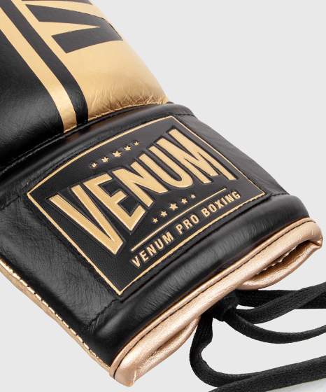 Venum Boxhandschuhe Shield Pro Fight mit Schnürung, Schwarz-Gold 4