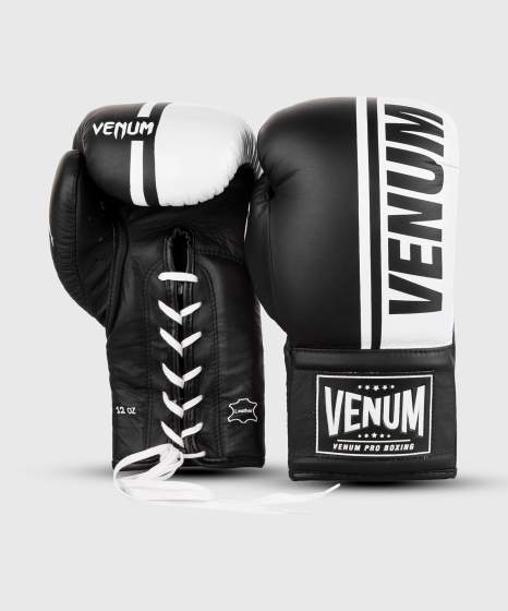 Venum Boxhandschuhe Shield Pro Fight mit Schnürung, Schwarz-Weiß 3