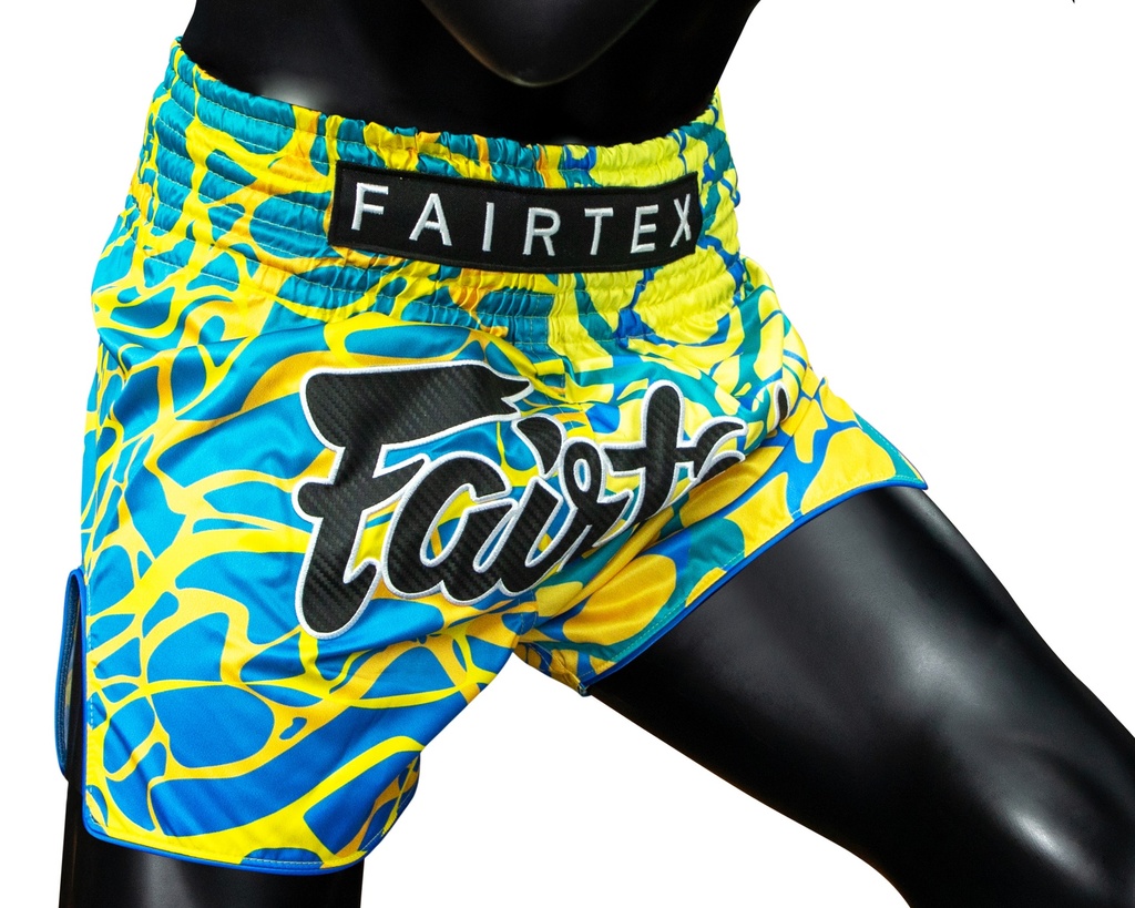 Fairtex Muay Thai Shorts BS1927, Blau-Gelb 3