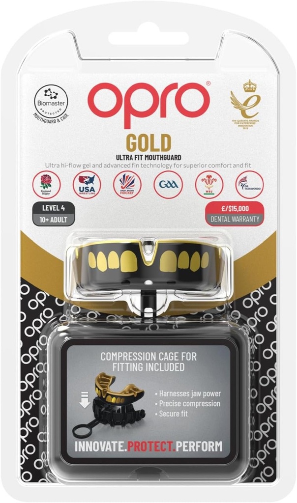Opro Mundschutz Gold Grillz, Schwarz-Gold