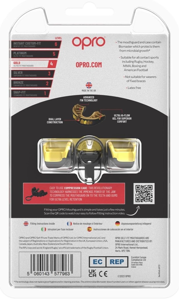 Opro Mundschutz Gold Grillz, Schwarz-Gold