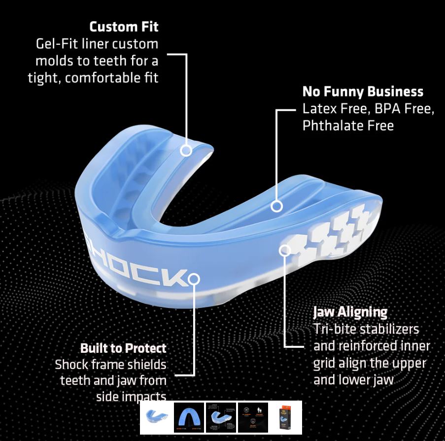 Shock Doctor Mundschutz Gel Max Power, Transparent-Blau