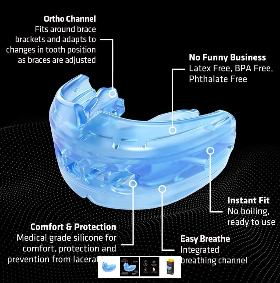 Shock Doctor Mundschutz für Zahnspangen Doppelt, Blau