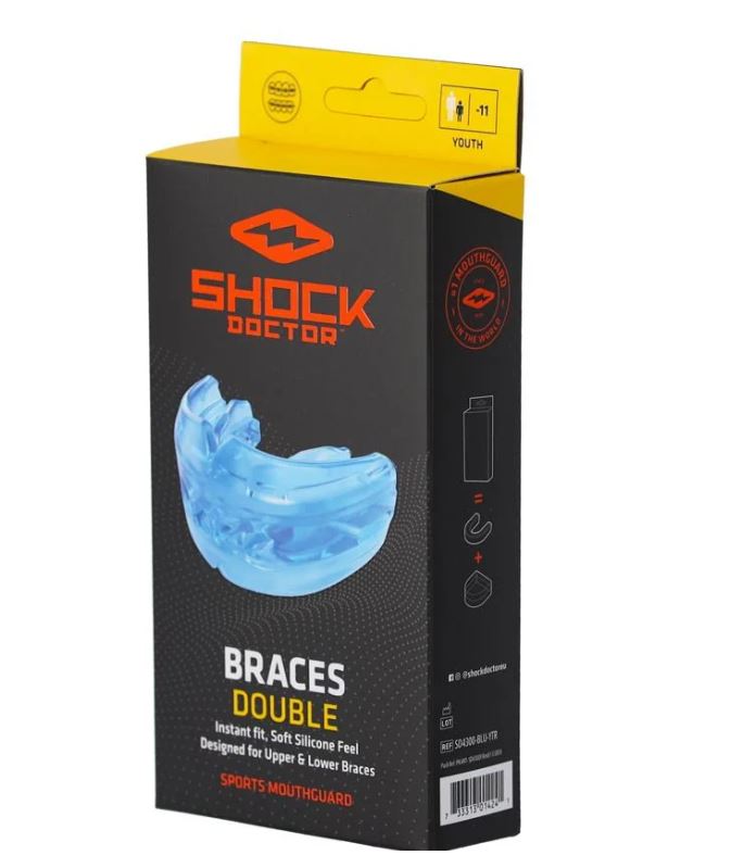 Shock Doctor Mundschutz für Zahnspangen Doppelt, Blau