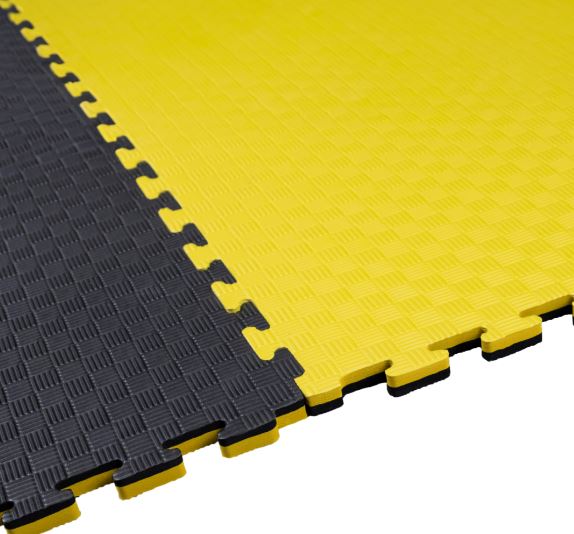 Kampfsportmatte 1mx1mx2cm, Gelb-Schwarz