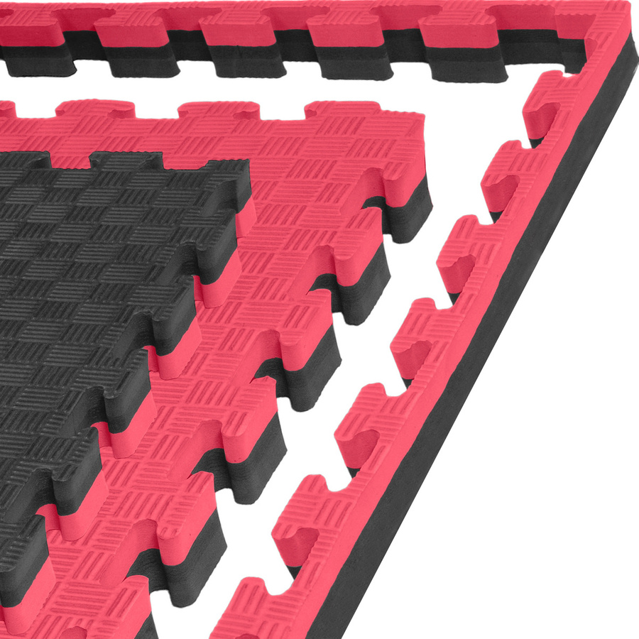 Kampfsportmatte 1mx1mx3cm, Schwarz-Rot