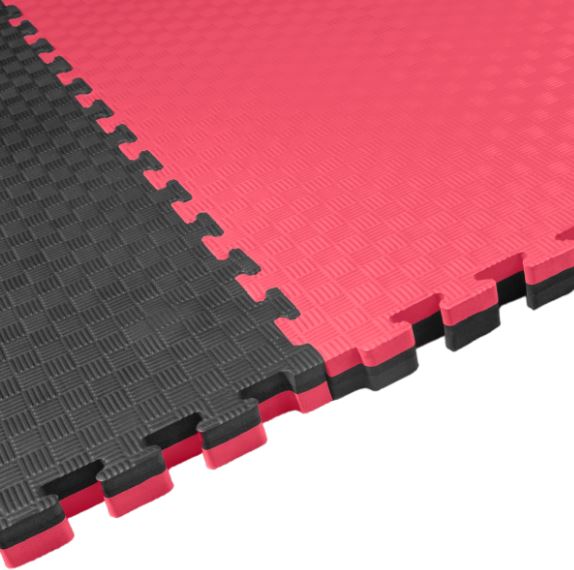 Kampfsportmatte 1mx1mx3cm, Schwarz-Rot