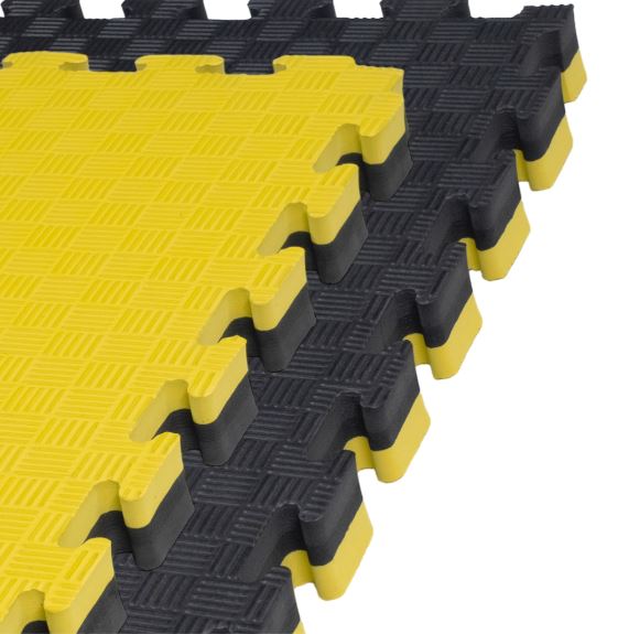 Kampfsportmatte 1mx1mx4cm, Gelb-Schwarz
