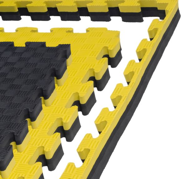 Kampfsportmatte 1mx1mx4cm, Gelb-Schwarz