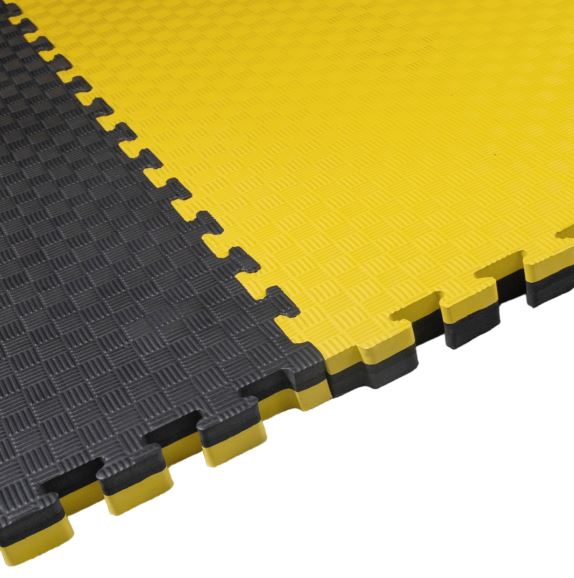 Kampfsportmatte 1mx1mx4cm, Gelb-Schwarz