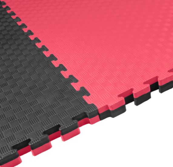 Kampfsportmatte 1mx1mx4cm, Schwarz-Rot