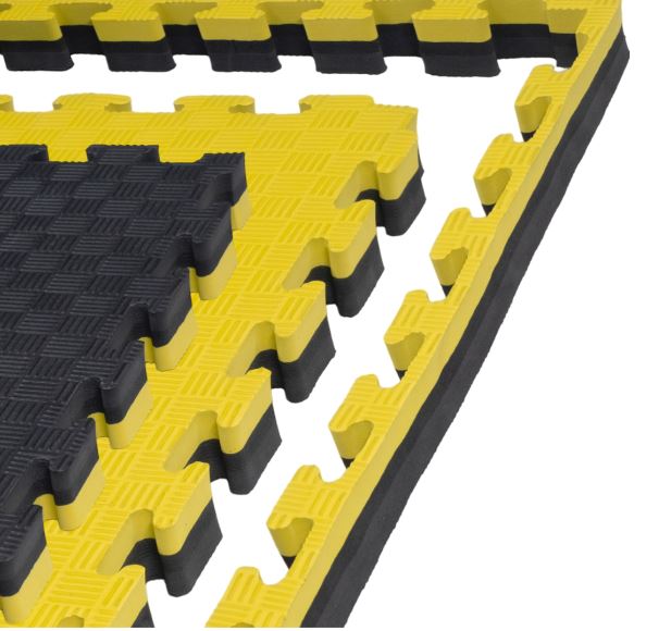 Kampfsportmatte 1mx1mx3cm, Schwarz-Gelb