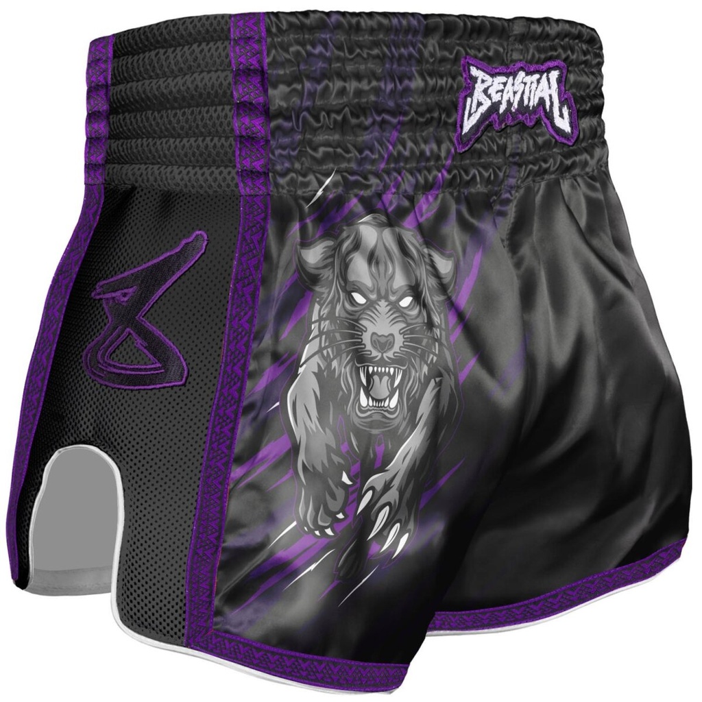 8Weapons Muay Thai Shorts Panther Kids, Schwarz-Violett 2