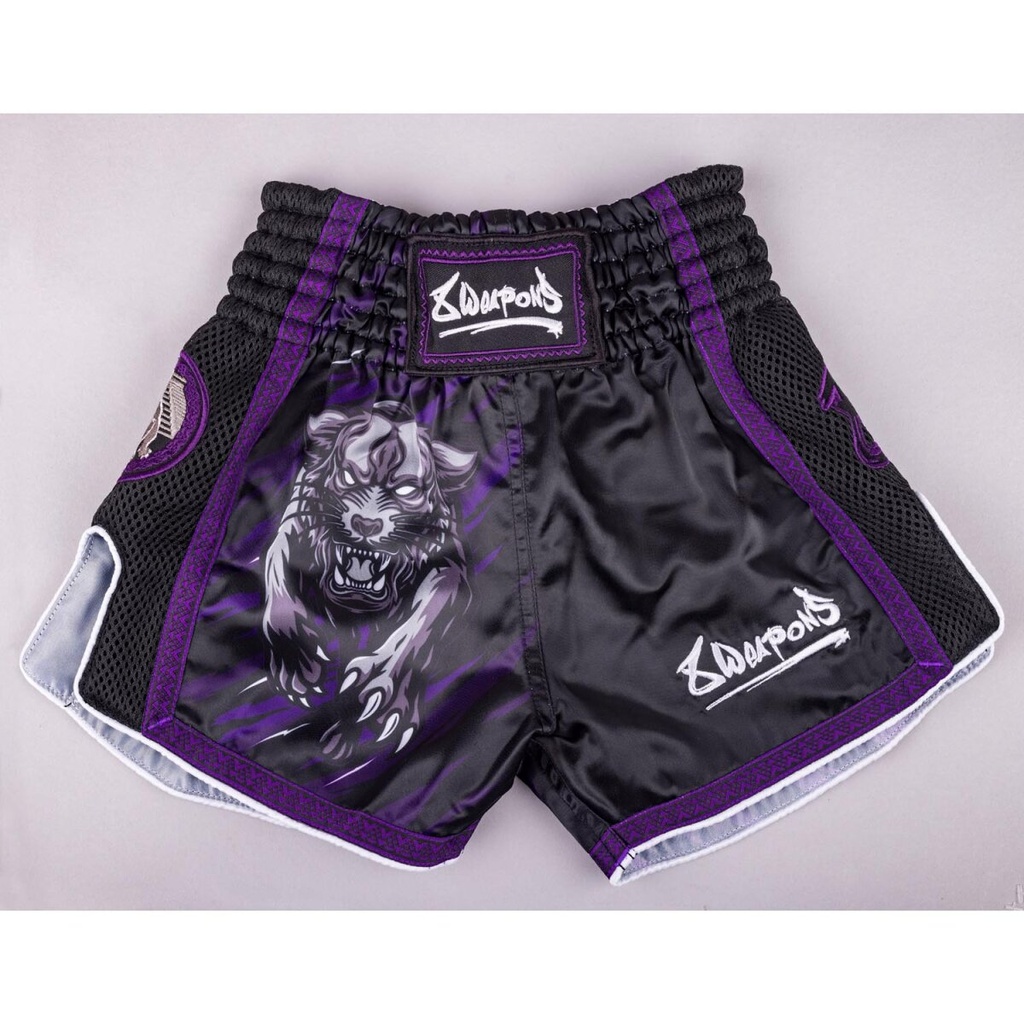 8Weapons Muay Thai Shorts Panther Kids, Schwarz-Violett 7