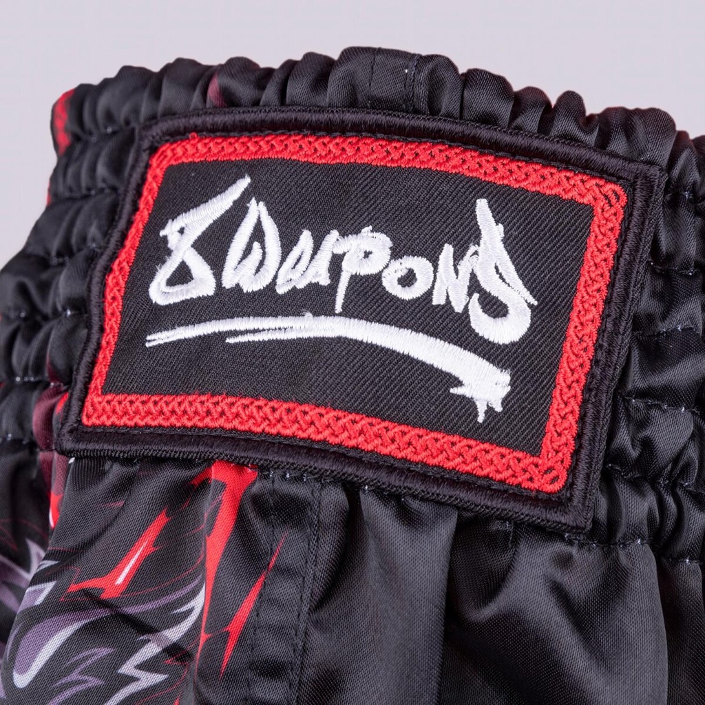 8Weapons Muay Thai Shorts Wolf Kids, Schwarz-Rot 3