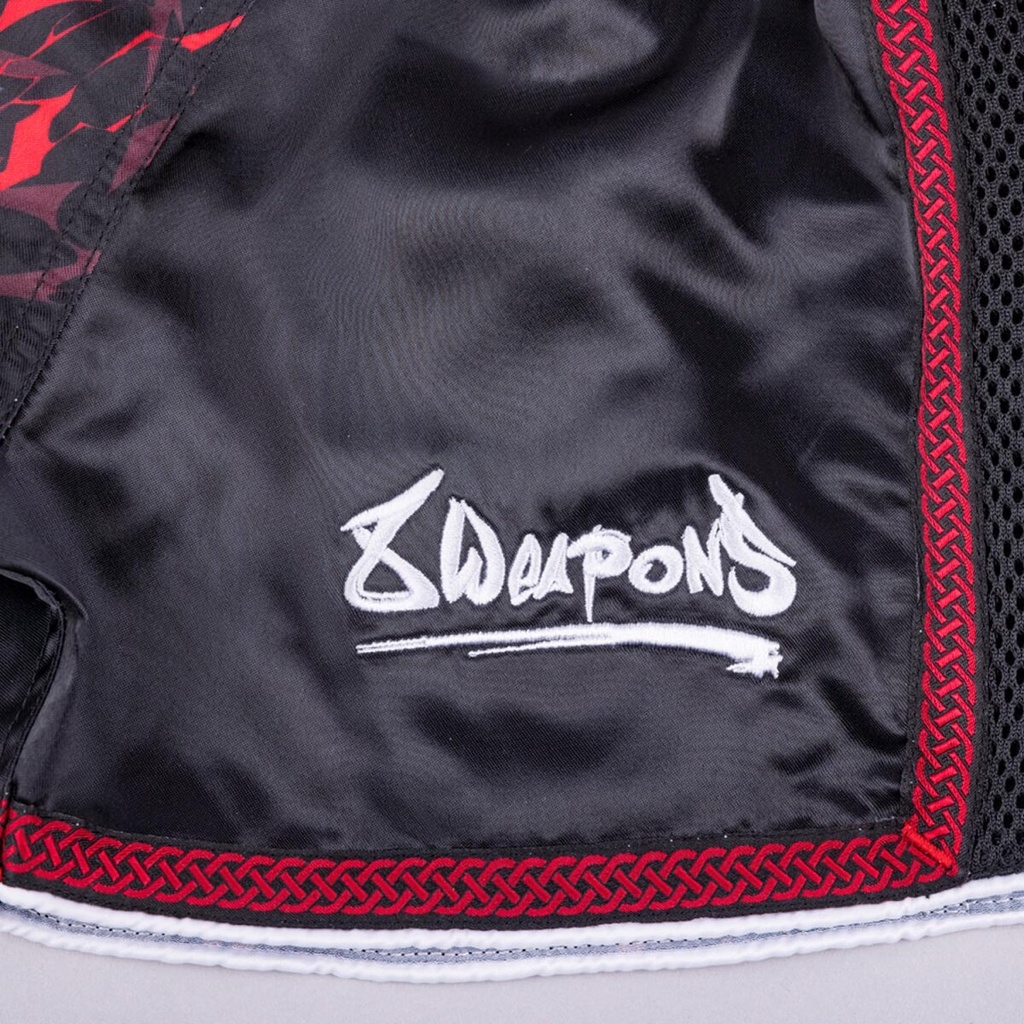 8Weapons Muay Thai Shorts Wolf Kids, Schwarz-Rot 7