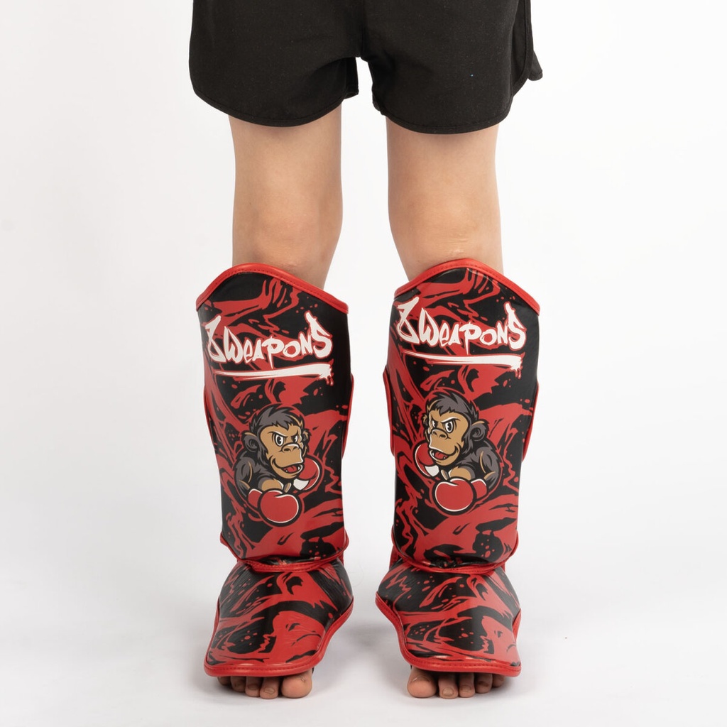 8Weapons Schienbeinschoner Joe Kids, Schwarz-Rot 9