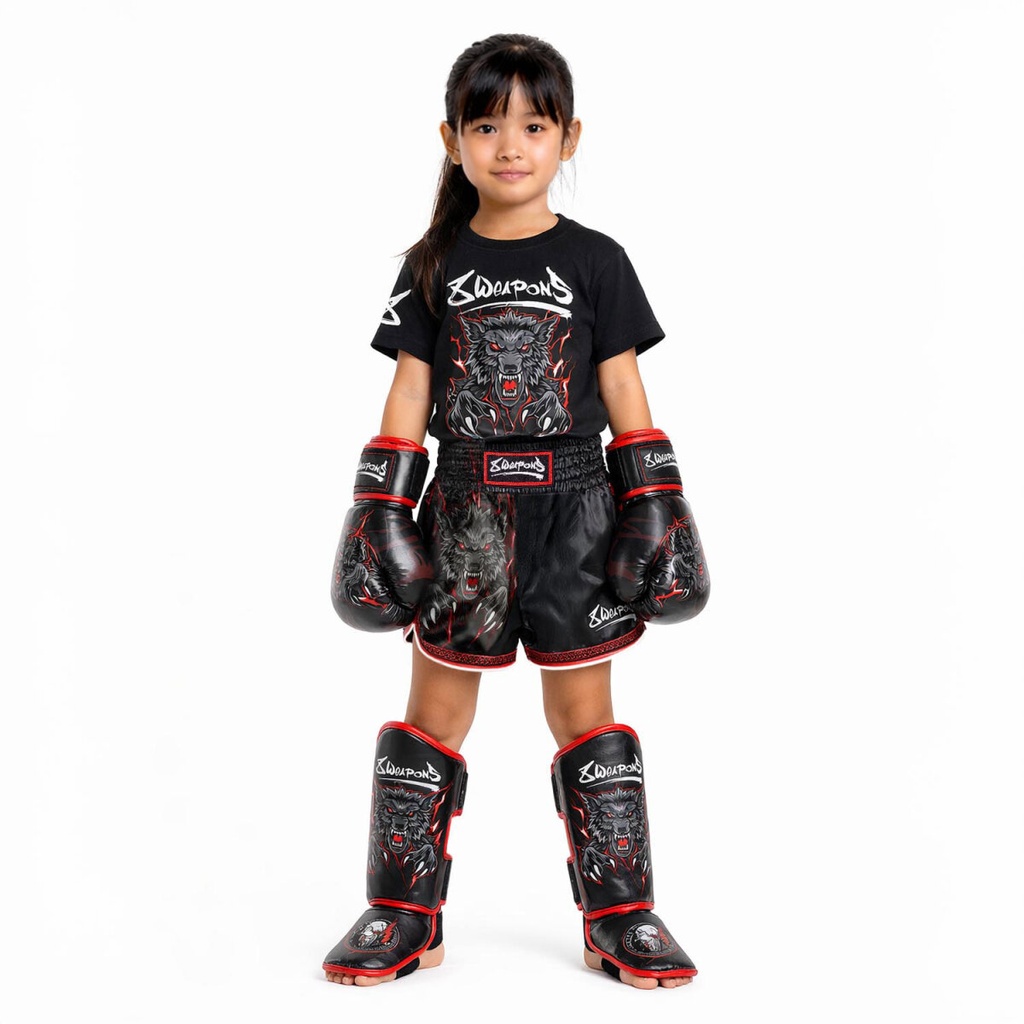 8Weapons T-Shirt Wolf Kids, Schwarz-Rot 9