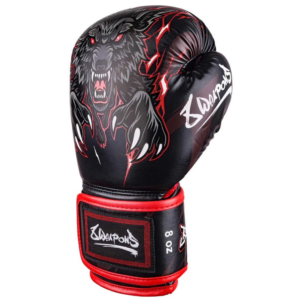 8Weapons Boxhandschuhe Wolf Kids, Schwarz-Rot 2