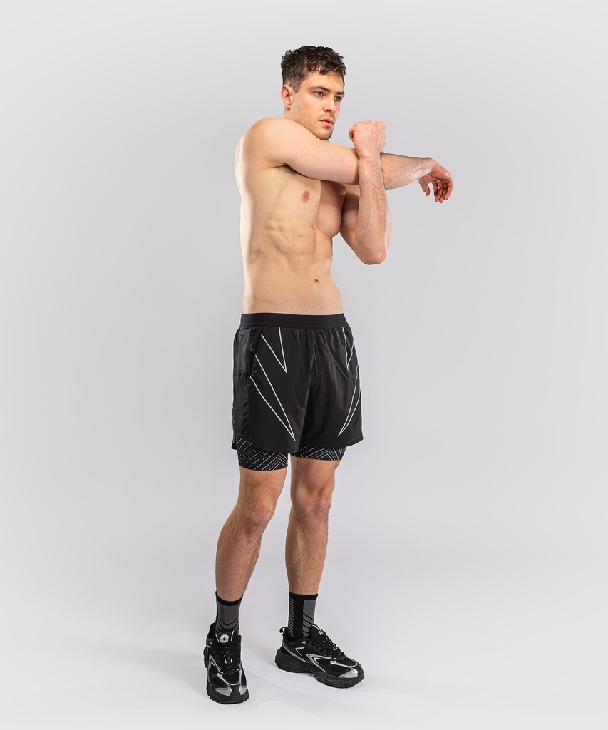 Venum Training Shorts Midnight Fury 2in1, Schwarz-Silber 3