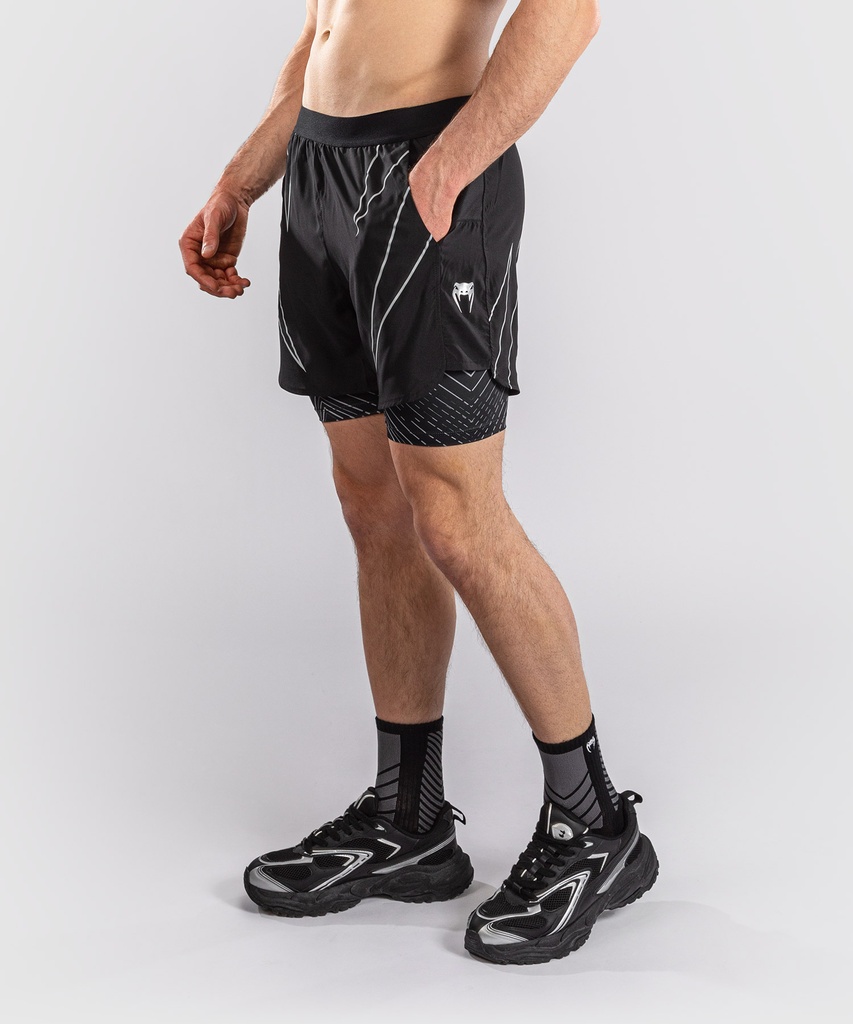 Venum Training Shorts Midnight Fury 2in1, Schwarz-Silber 4