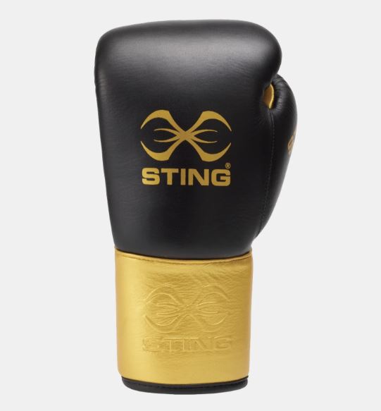 Sting Boxhandschuhe Pro Fight Evolution mit Schnürung, Schwarz-Gold