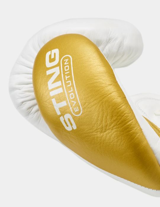 Sting Boxhandschuhe Pro Fight Evolution mit Schnürung, Weiß