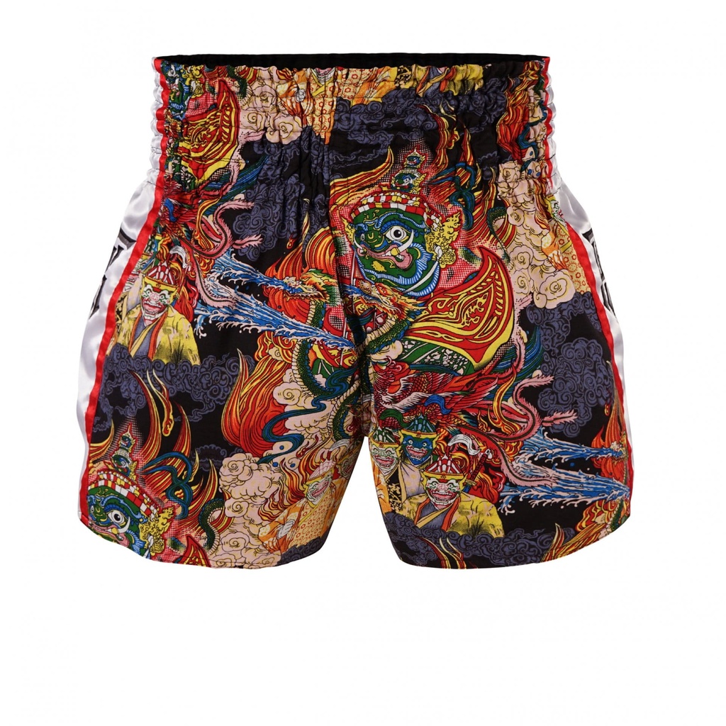 Top King Muay Thai Shorts TKTBS-205-WH, Weiß-Mehrfarbig