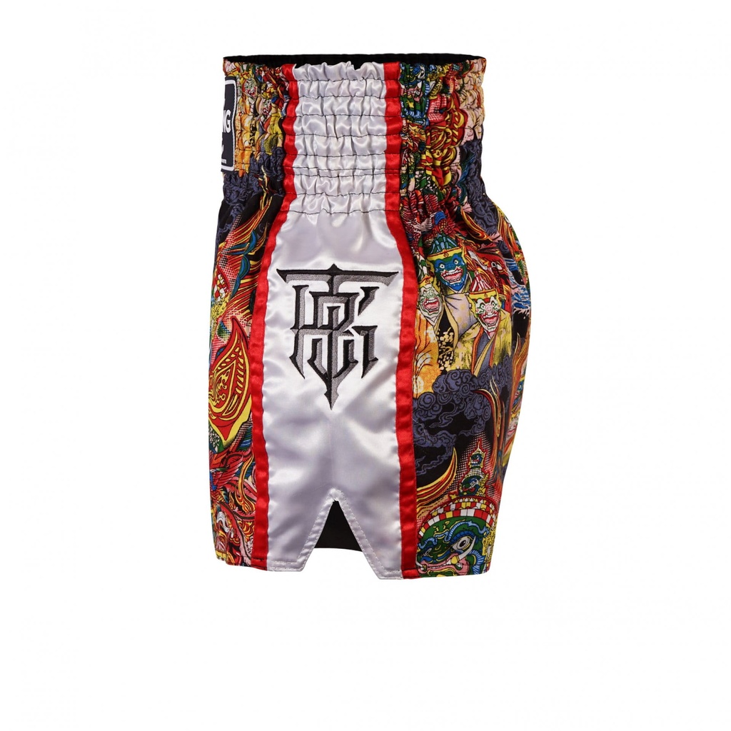 Top King Muay Thai Shorts TKTBS-205-WH, Weiß-Mehrfarbig