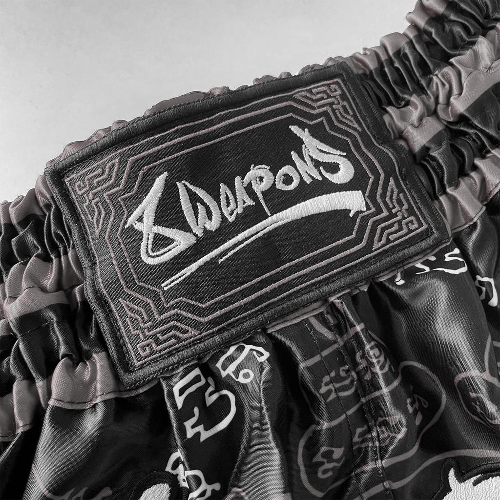 8Weapons Muay Thai Shorts 8 Ways Yant 2.0, Schwarz-Grau 3