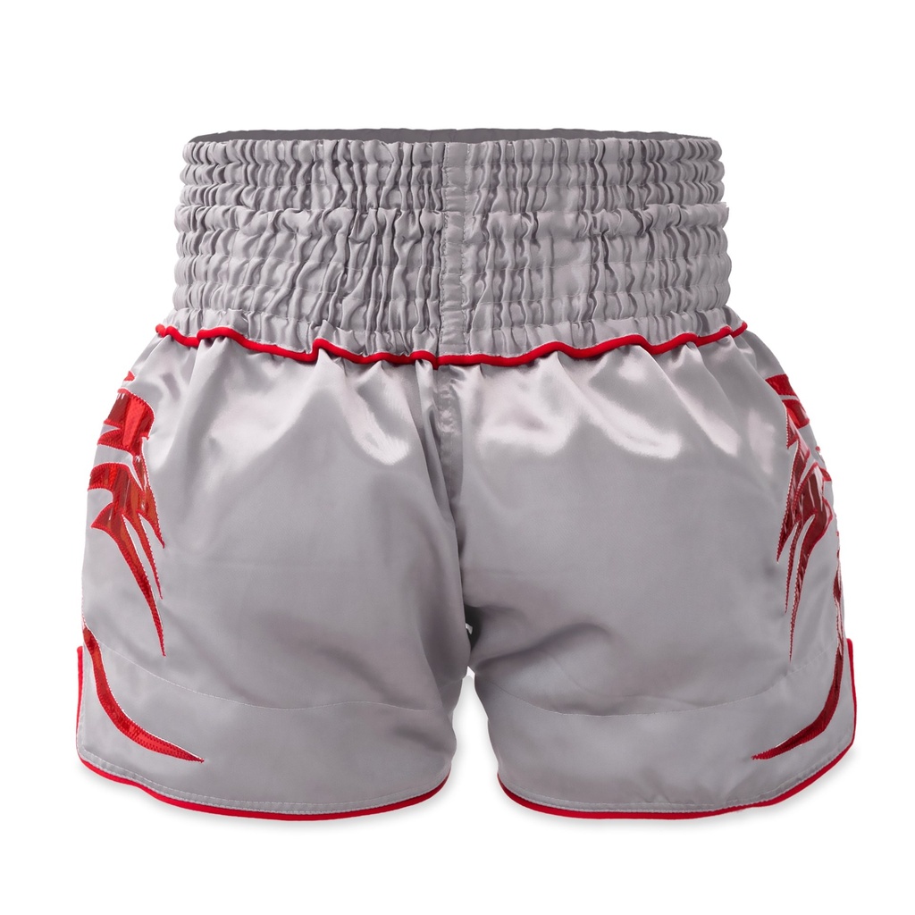 Top King Muay Thai Shorts TKTBS-266, Grau-Rot 2
