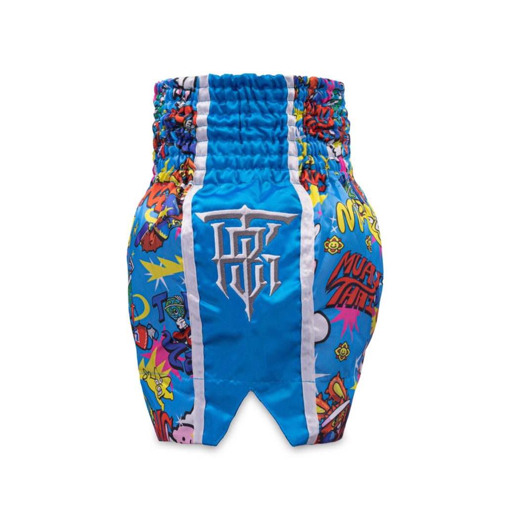 Top King Muay Thai Shorts X Puck, Blau 2