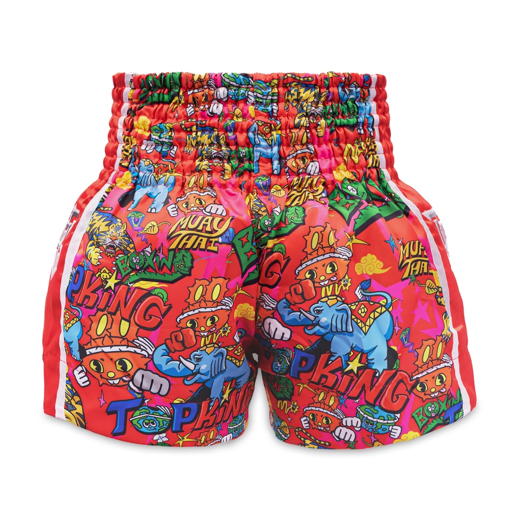 Top King Muay Thai Shorts X Puck, Rot 4