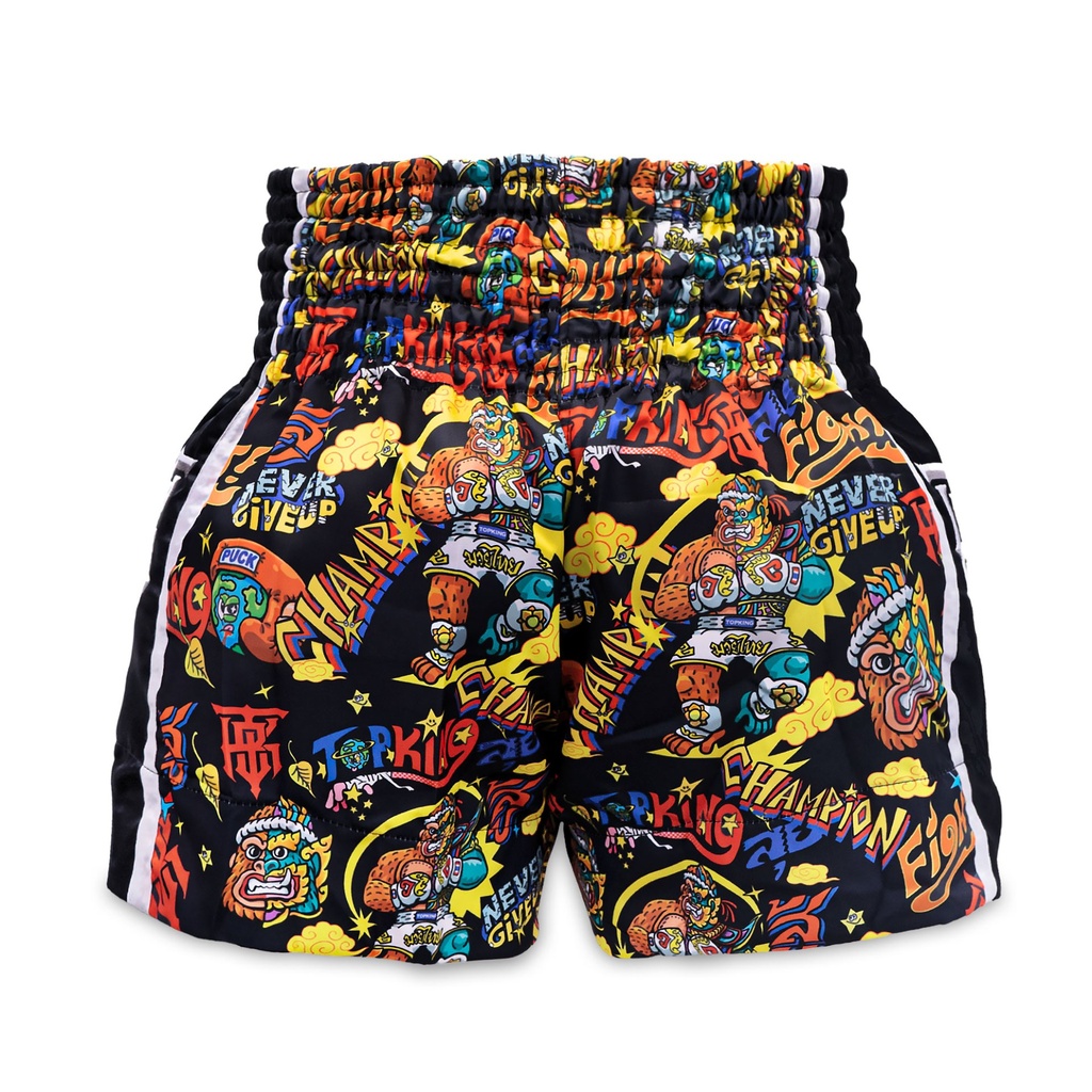 Top King Muay Thai Shorts X Puck, Schwarz