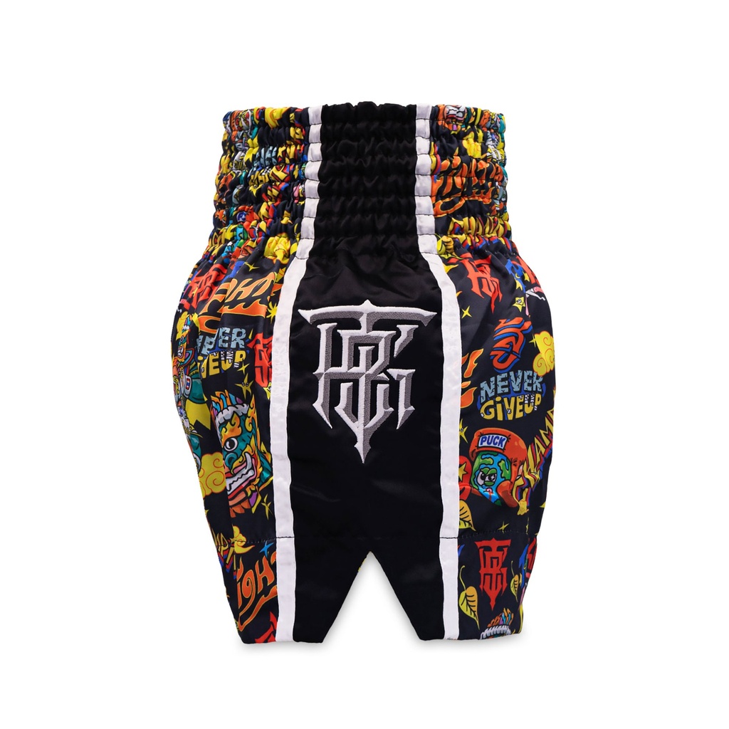 Top King Muay Thai Shorts X Puck, Schwarz