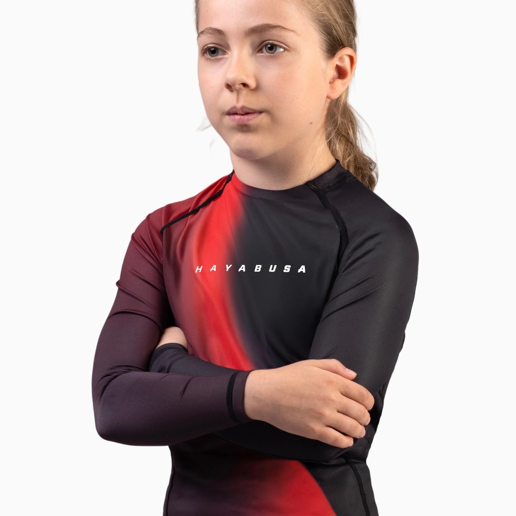 Hayabusa Rash Guard Apex Nova Kids, Schwarz-Rot 3