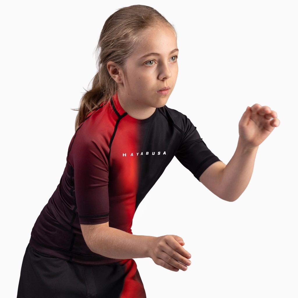 Hayabusa Rash Guard Apex Nova Kids, Schwarz-Rot 4