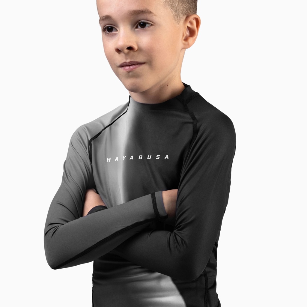 Hayabusa Rash Guard Apex Nova Kids, Schwarz-Weiss 3
