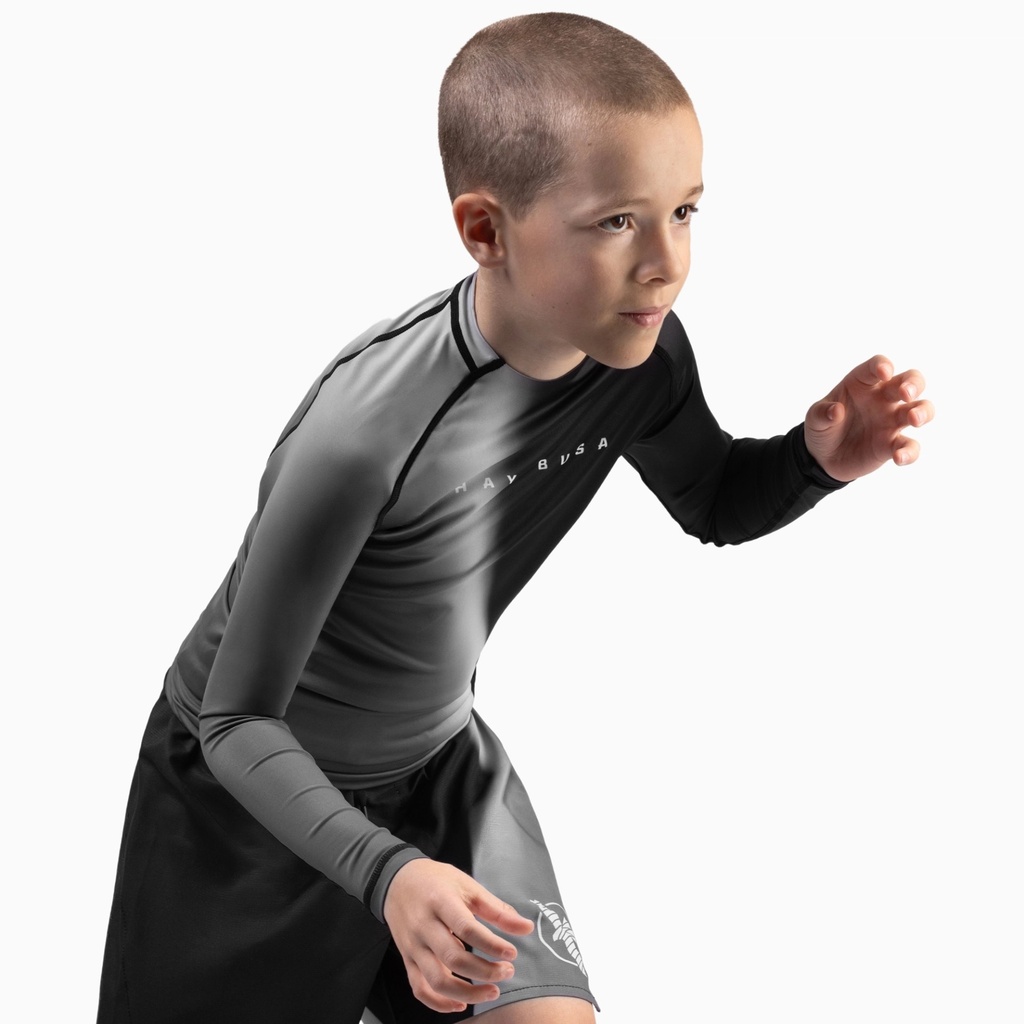 Hayabusa Rash Guard Apex Nova Kids, Schwarz-Weiss 4