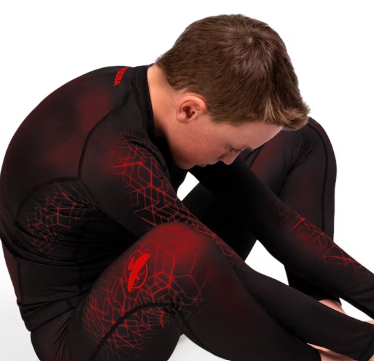 Hayabusa Compression Pants Geo Youth, Schwarz-Rot 6