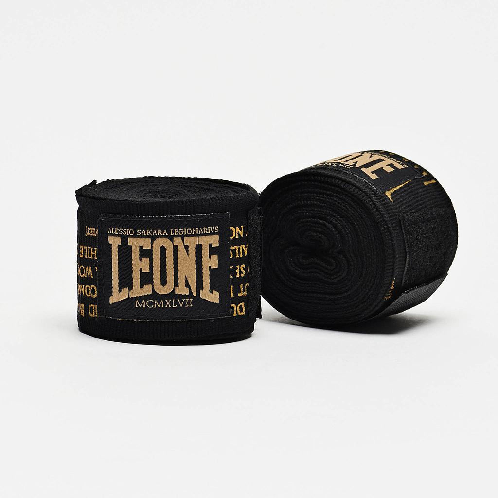 SALE 7 Leone Boxbandagen 3,5m Halbelastisch, Schwarz-Gold