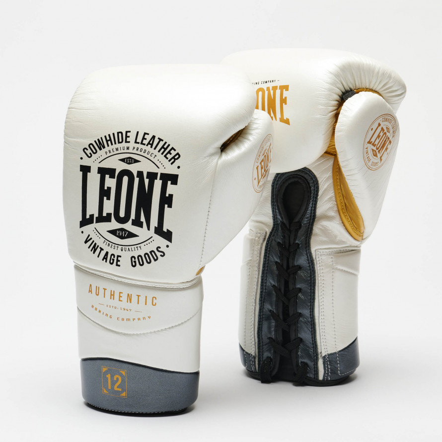 SALE 12 Leone Boxhandschuhe Authentic 2 mit Schnürung, Weiß
