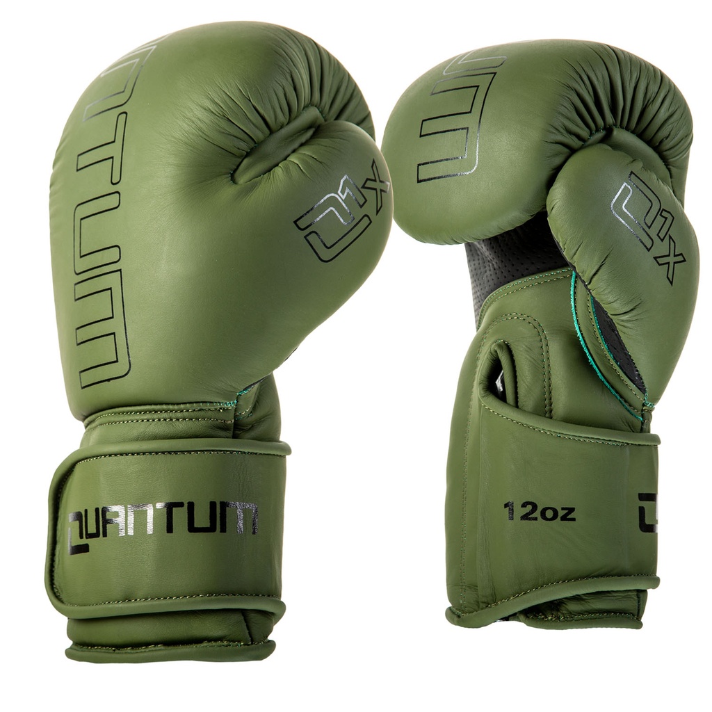 SALE 475 Quantum Boxhandschuhe Q1X Leder, Olivgrün
