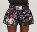 Leone Muay Thai Shorts Flames Kids, Schwarz