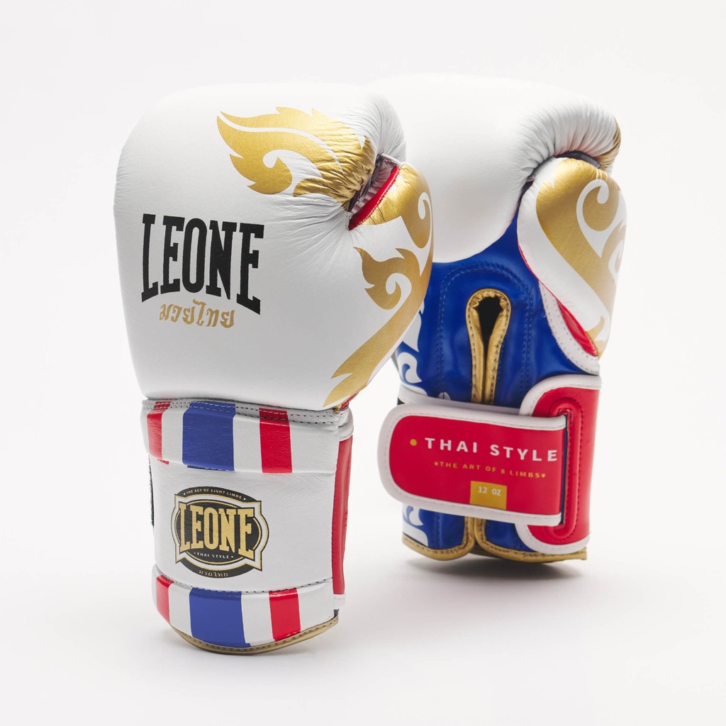 SALE 19 Leone Boxhandschuhe Thai Style, Weiss-Gold