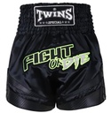 SALE 219 Twins Muay Thai Shorts Fight Or Die, Schwarz